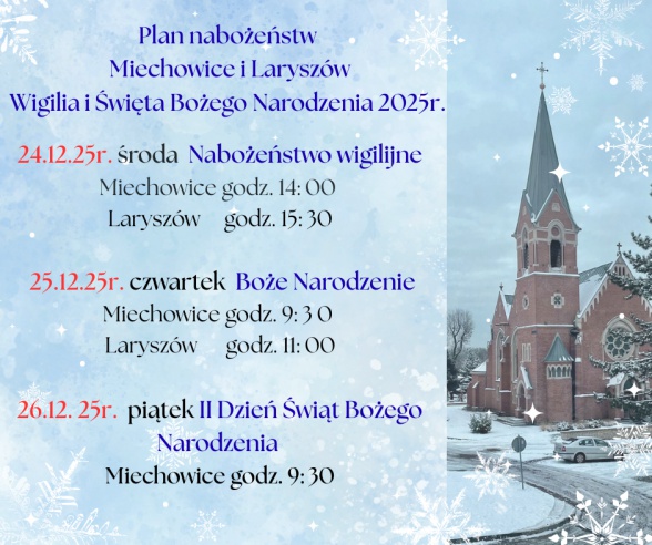 Plan nabożeństw świątecznych